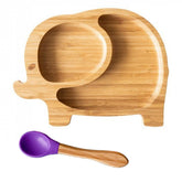 Plato Bambú antideslizante con Cuchara Silicona