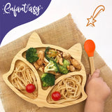 Plato Bambú antideslizante con Cuchara Silicona