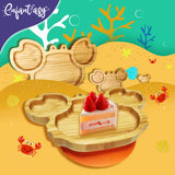 Plato Bambú antideslizante con Cuchara Silicona