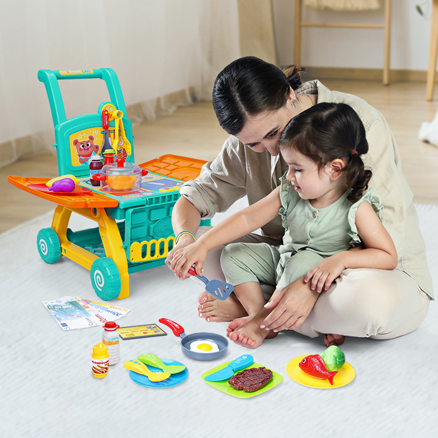 Carrito de mercado-cocinita 2 en 1