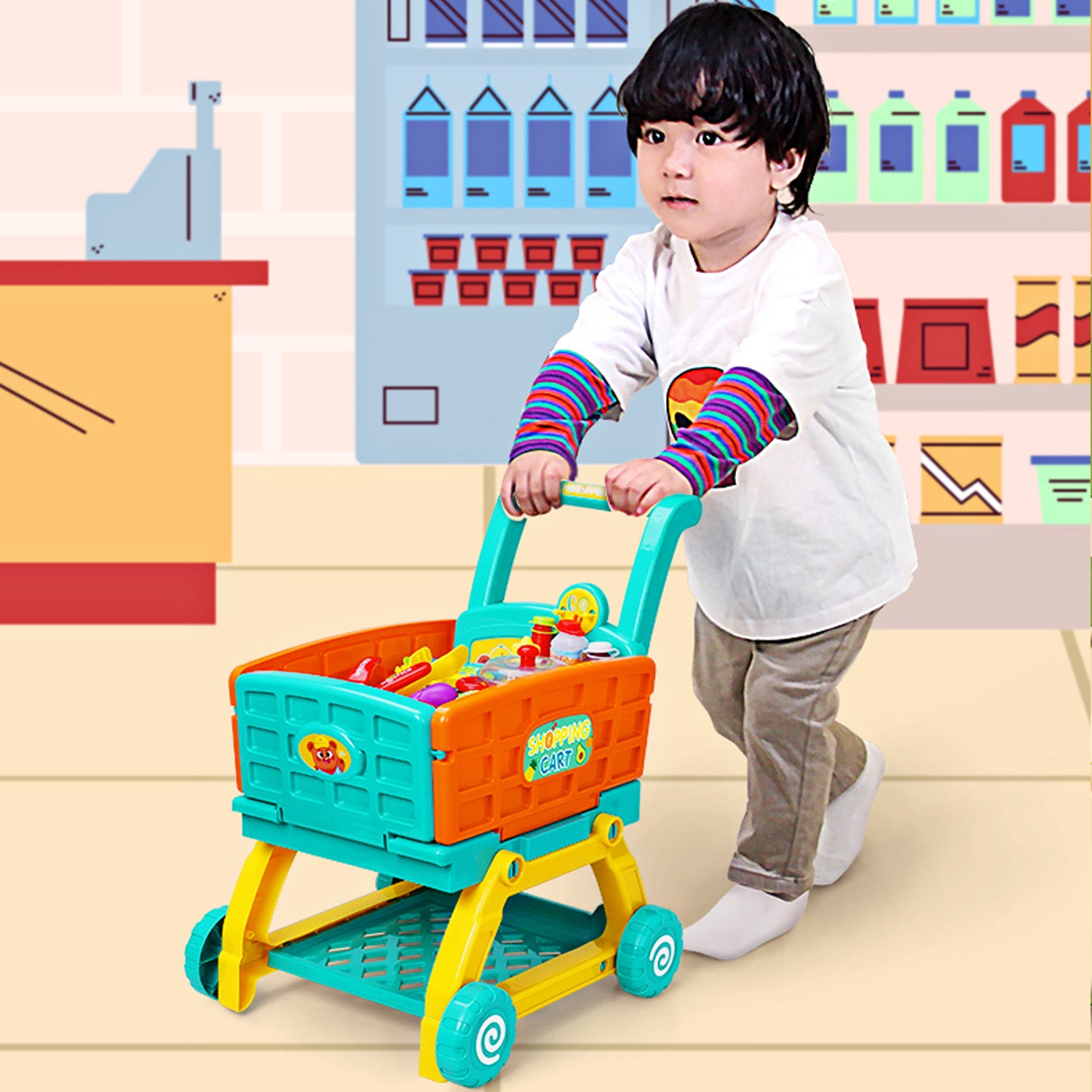 Carrito de mercado-cocinita 2 en 1