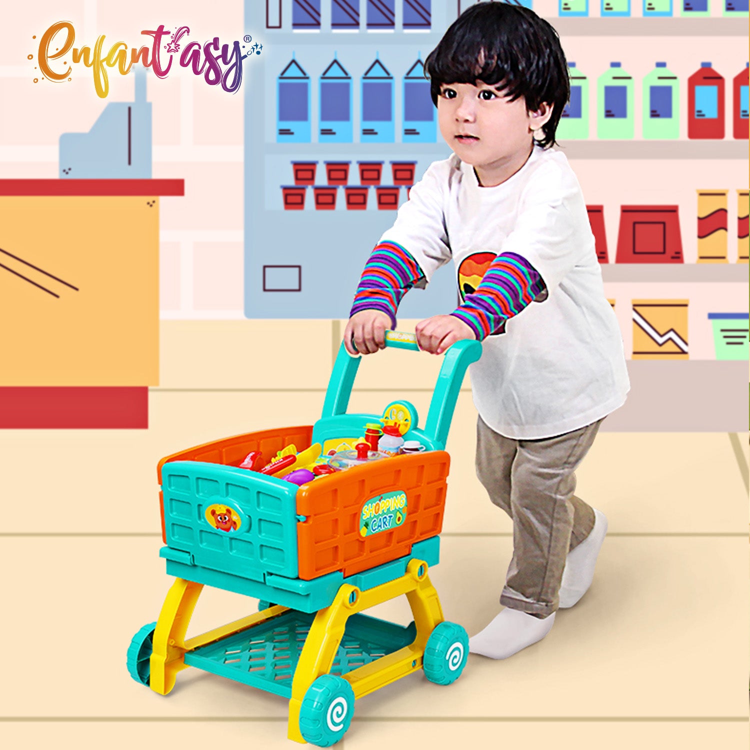 Carrito de mercado-cocinita 2 en 1