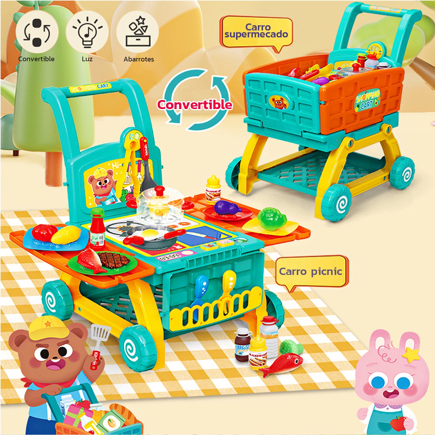 Carrito de mercado-cocinita 2 en 1