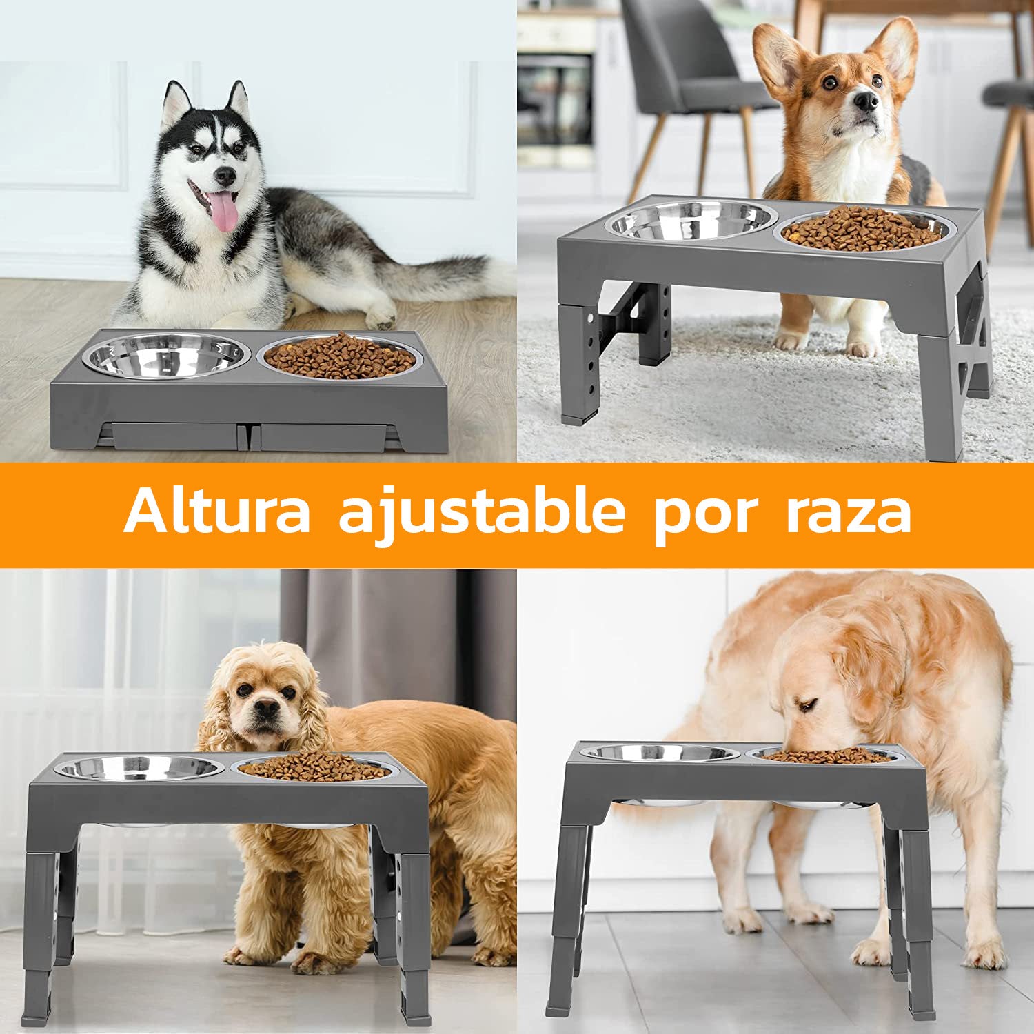 Comedero bebedero altura ajustable mascotas