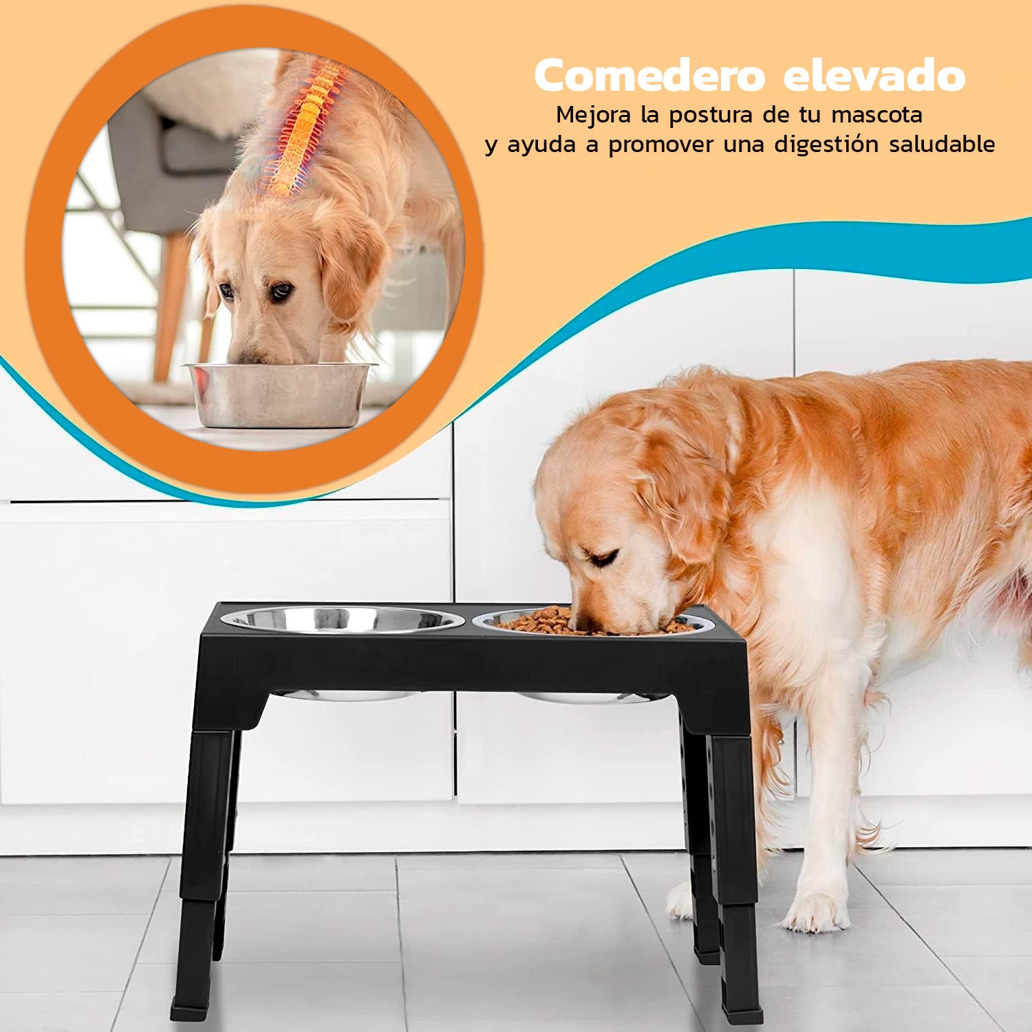 Comedero bebedero altura ajustable mascotas