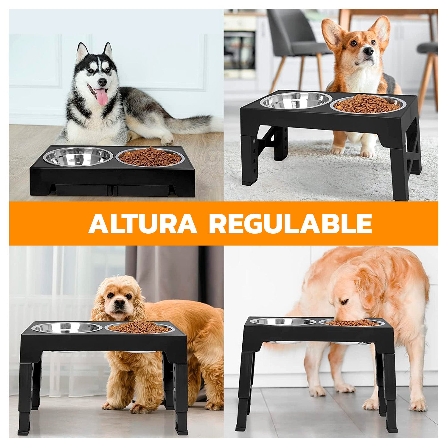 Comedero bebedero altura ajustable mascotas