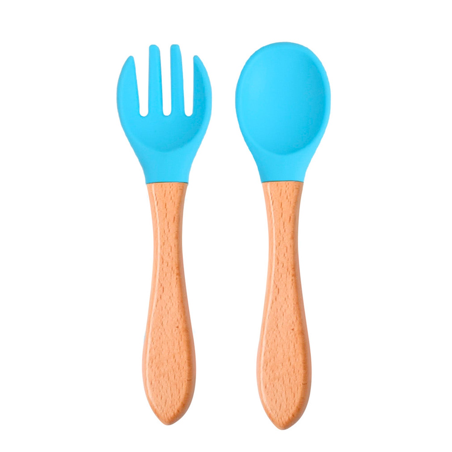 Set Cubiertos Cuchara Tenedor Bambú Silicona