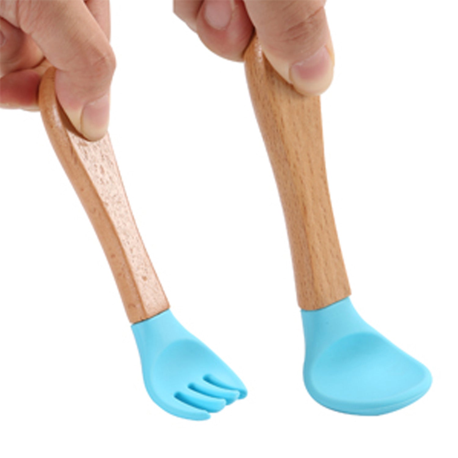 Set Cubiertos Cuchara Tenedor Bambú Silicona