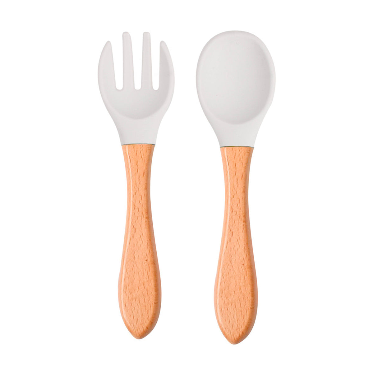 Set Cubiertos Cuchara Tenedor Bambú Silicona