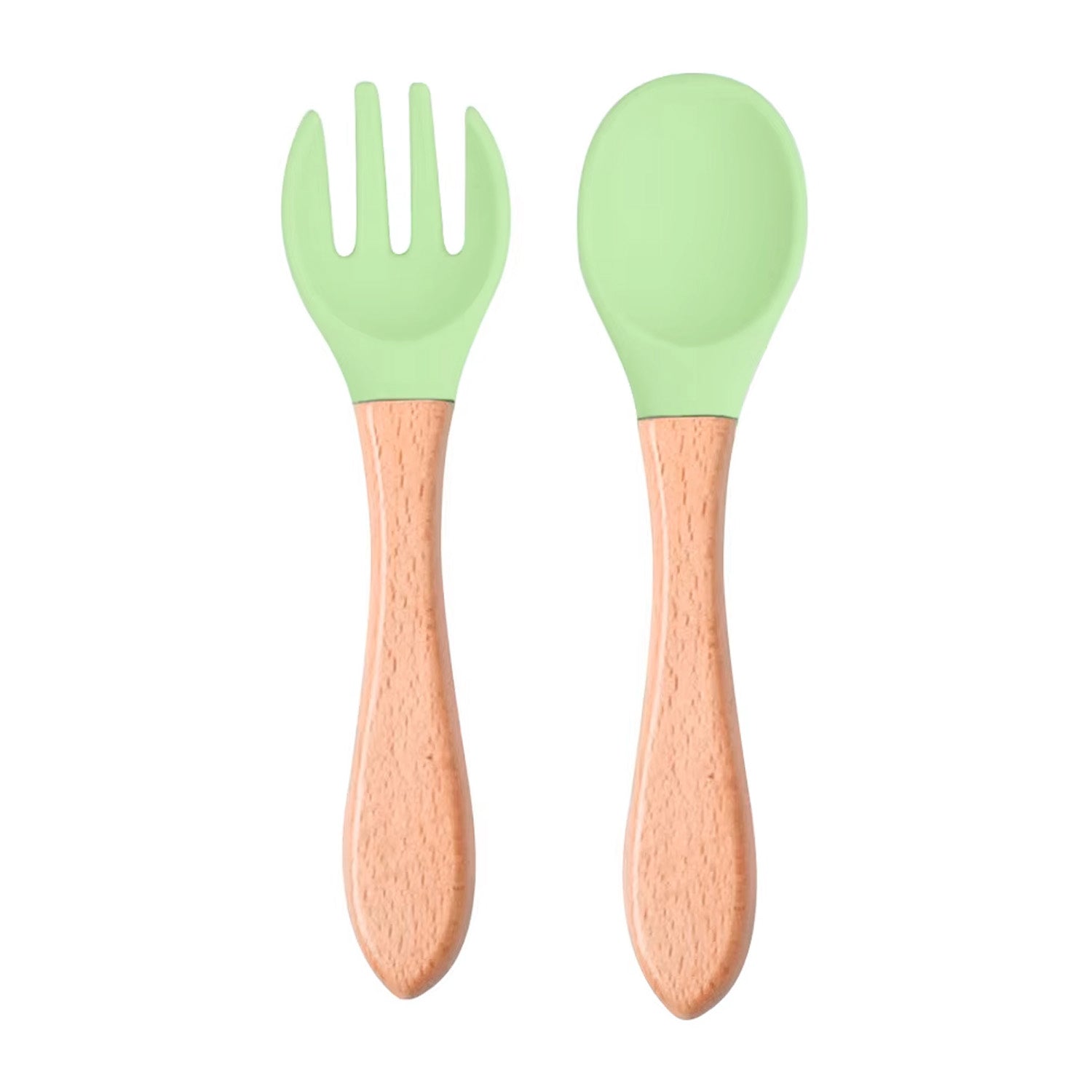 Set Cubiertos Cuchara Tenedor Bambú Silicona