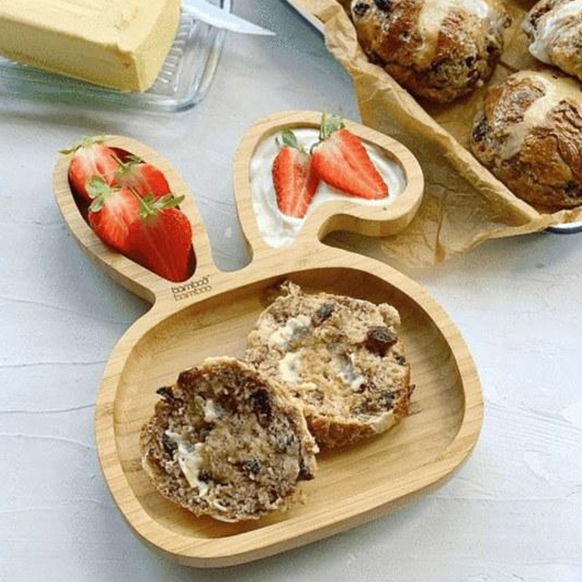 Plato Bambú antideslizante con Cuchara Silicona