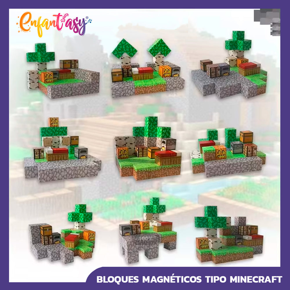 Bloques Magnéticos Estilo Minecraft para Niños