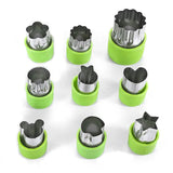 Kit Molde Cortador de Fruta Verdura 9 Figuras