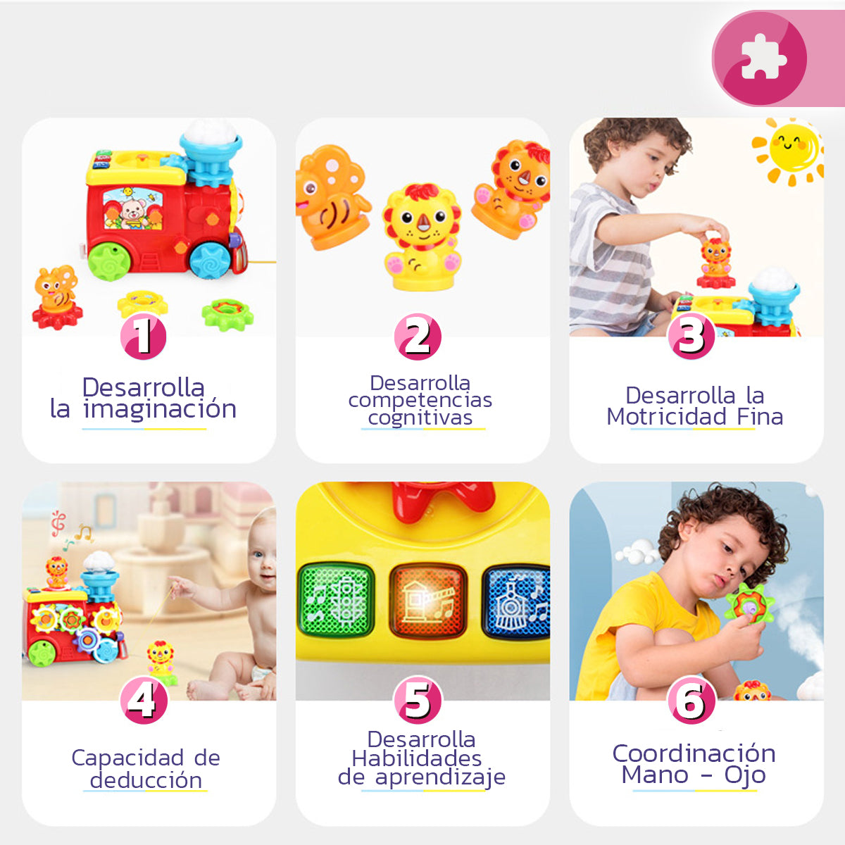 Tren Infantil con Engranaje, Luces y Sonido