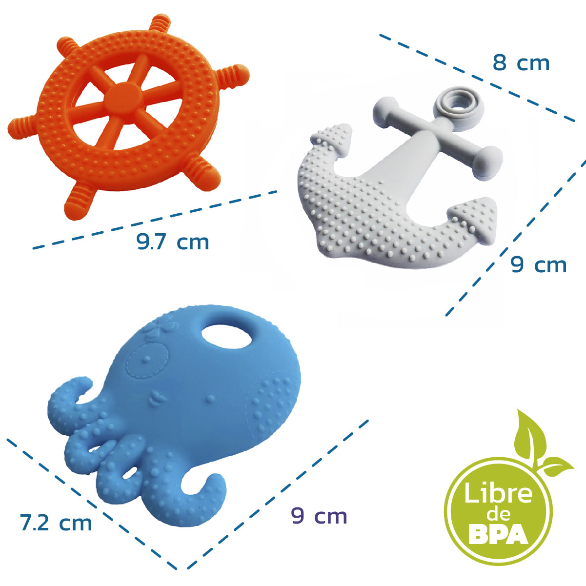 Llamadientes Mordedor Rasca Encias Bebe Silicona X 3