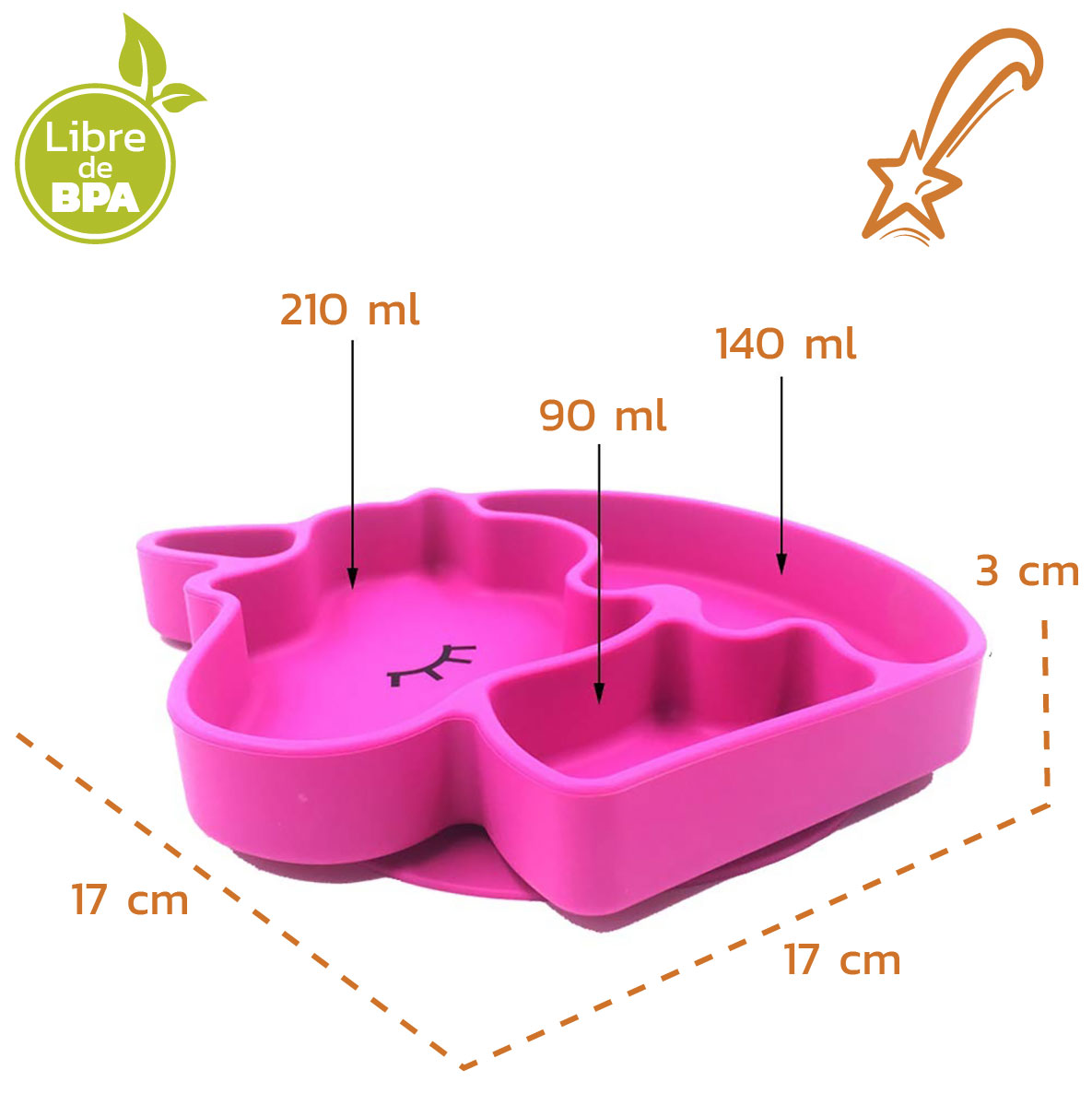 Plato en Silicona Unicornio