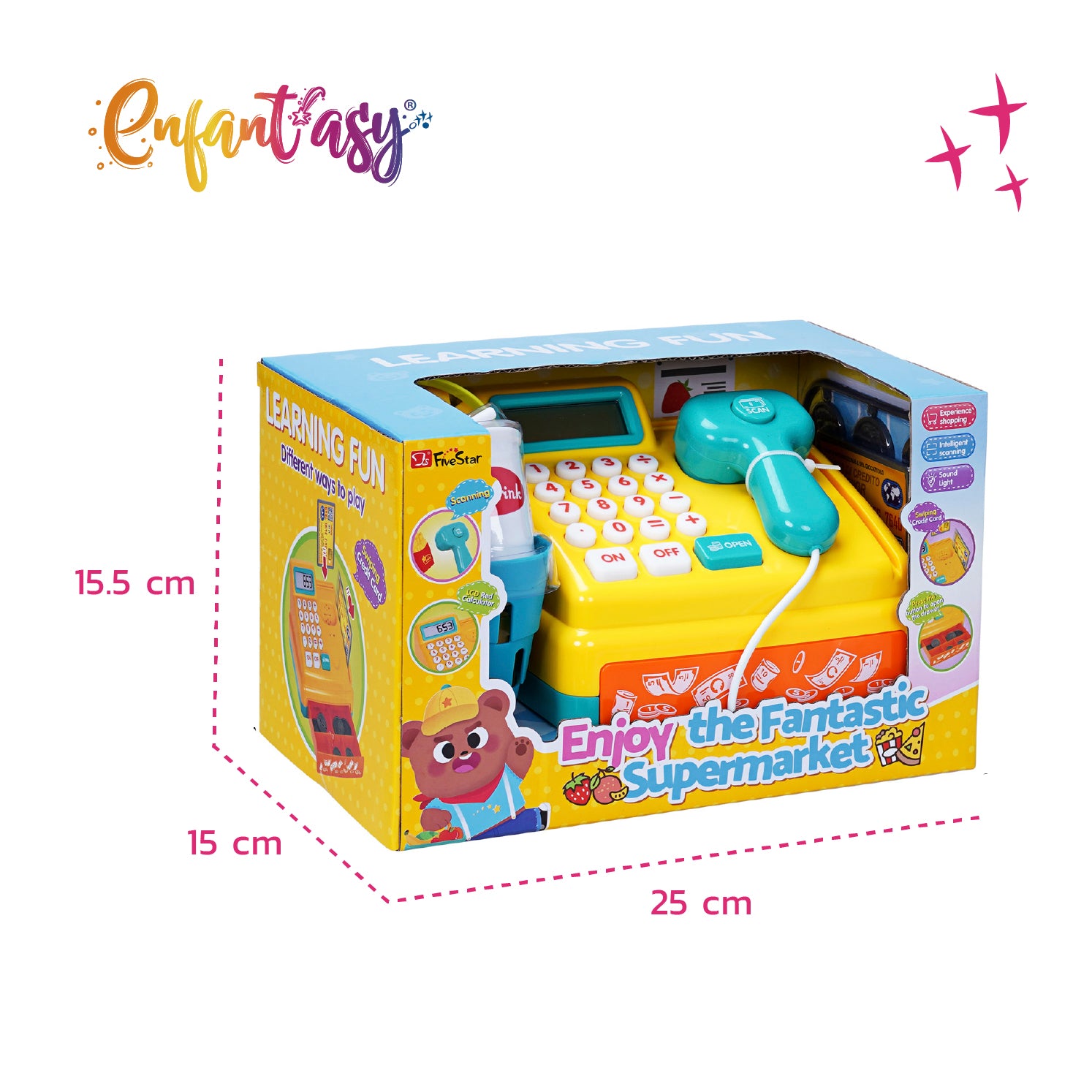 Caja registradora con canasta de productos