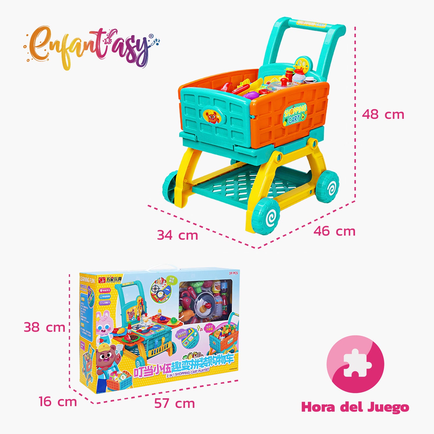 Carrito de mercado-cocinita 2 en 1