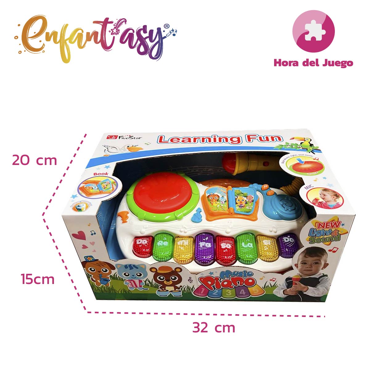 Piano Didáctico con Microfono Bilingue