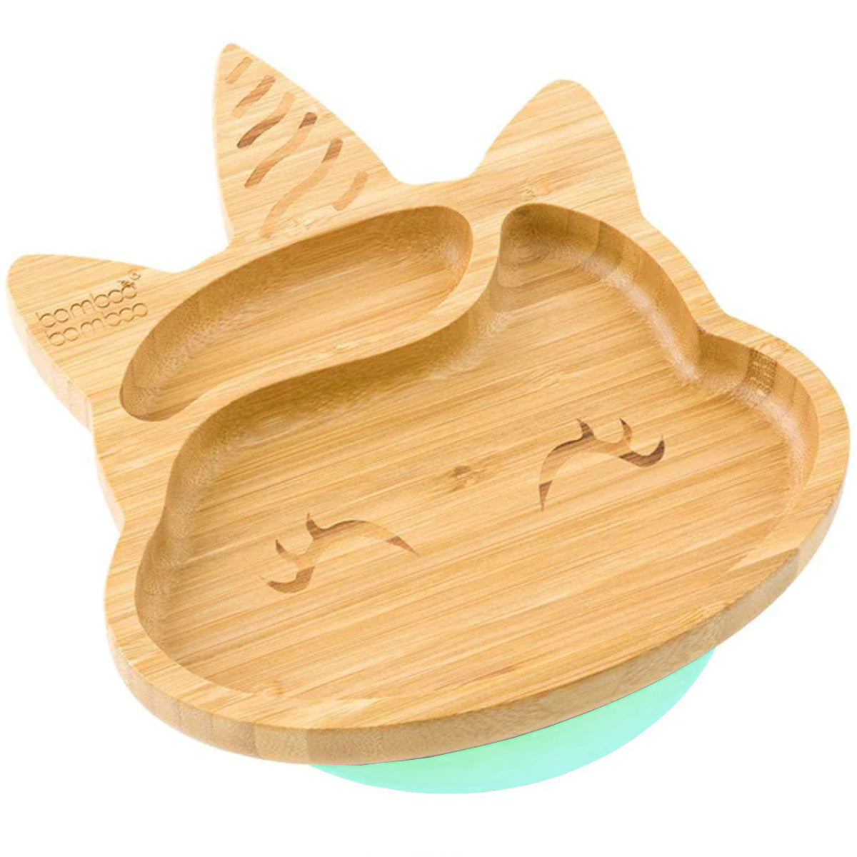 Plato Bambú antideslizante con Cuchara Silicona