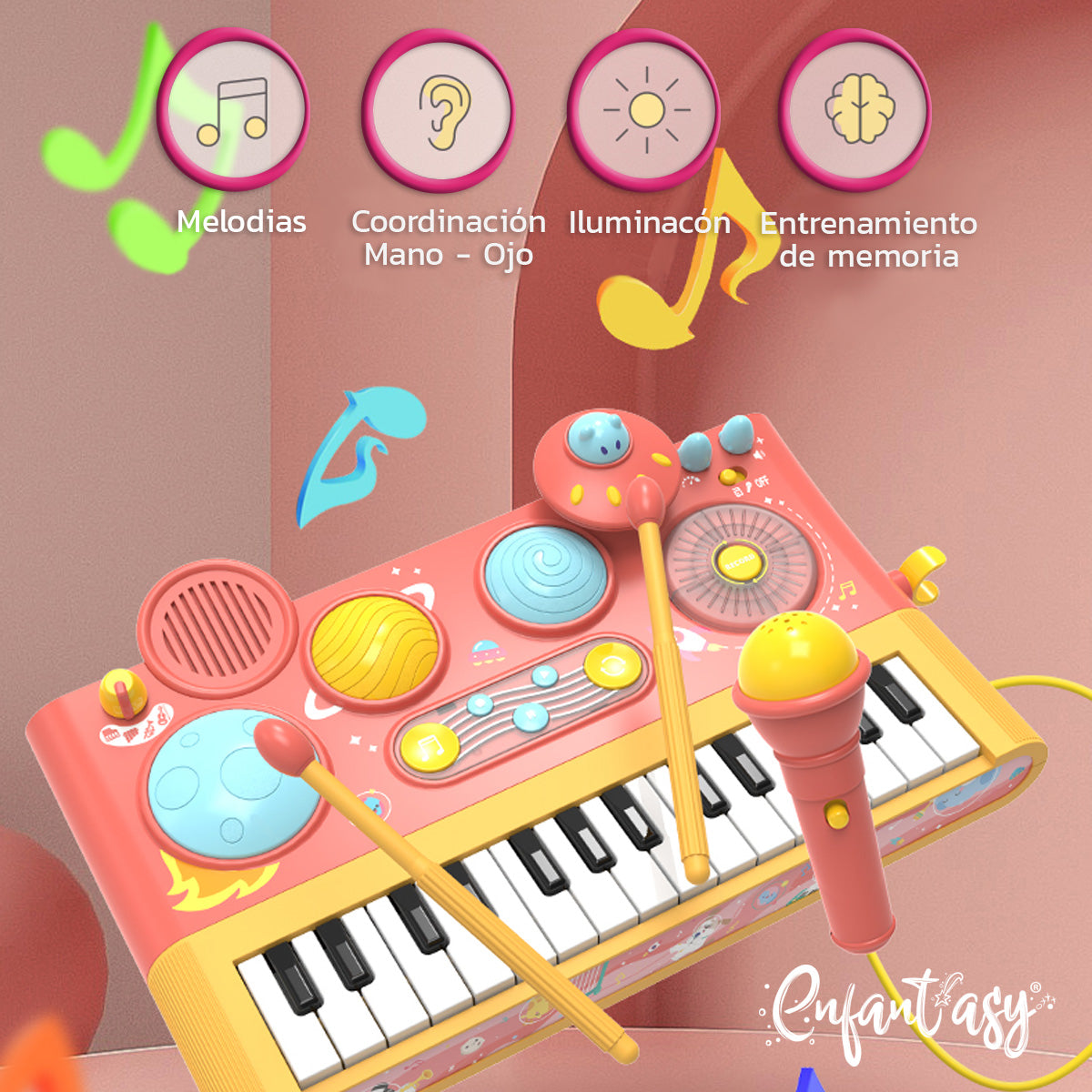 Piano Grande bateria con microfono