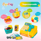 Caja registradora con canasta de productos