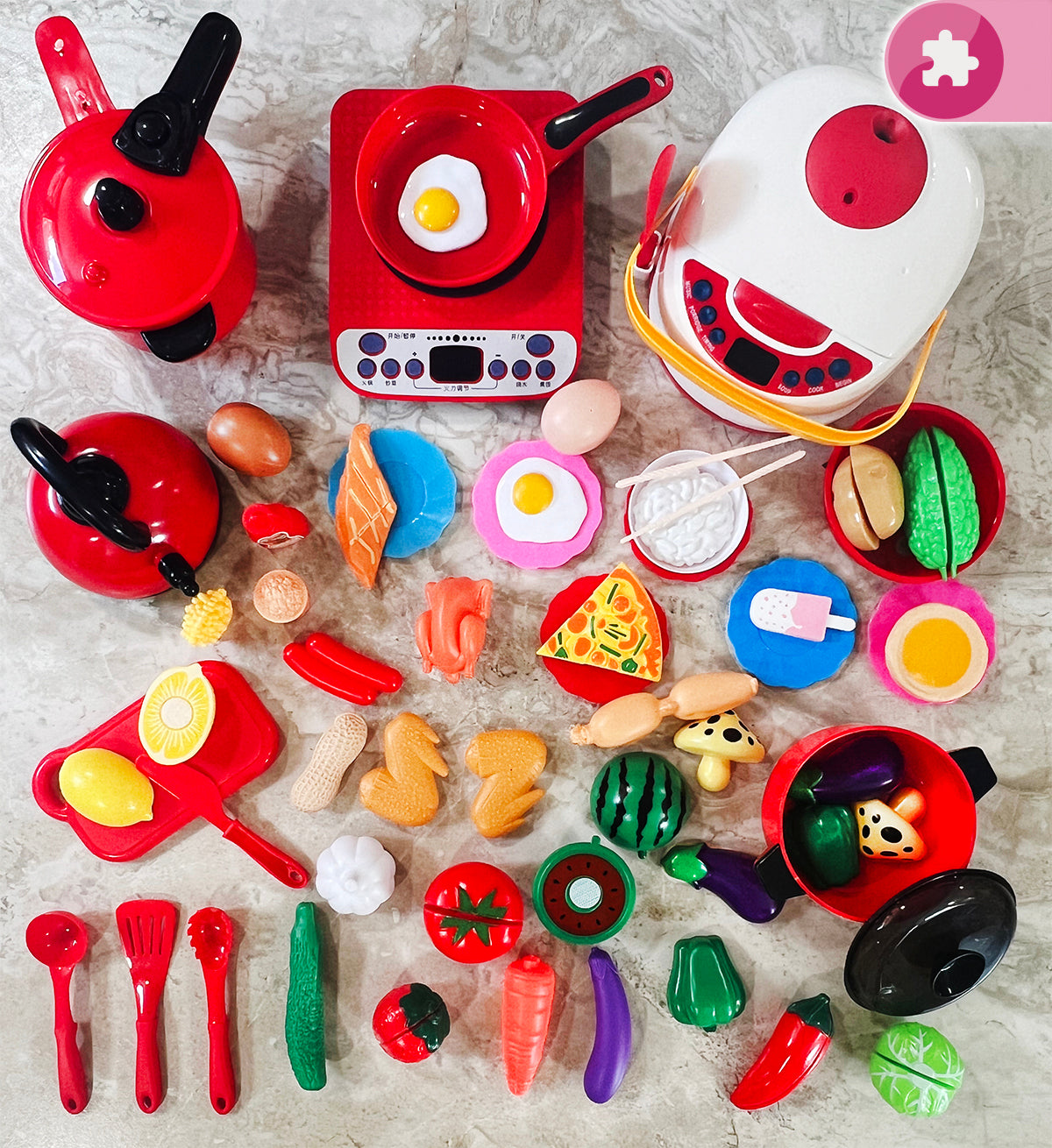 Cocina vaporera con 56 piezas