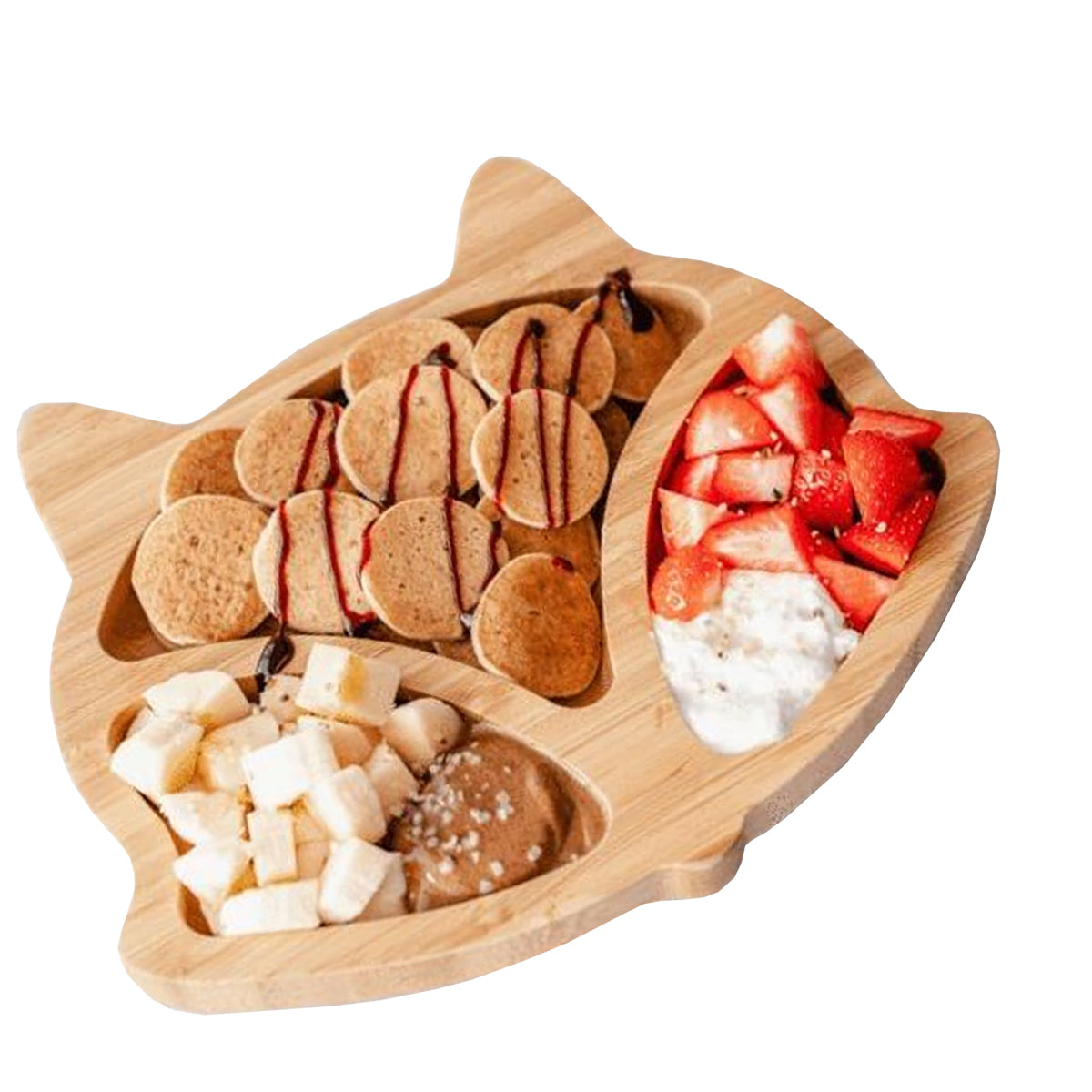 Plato Bambú antideslizante con Cuchara Silicona