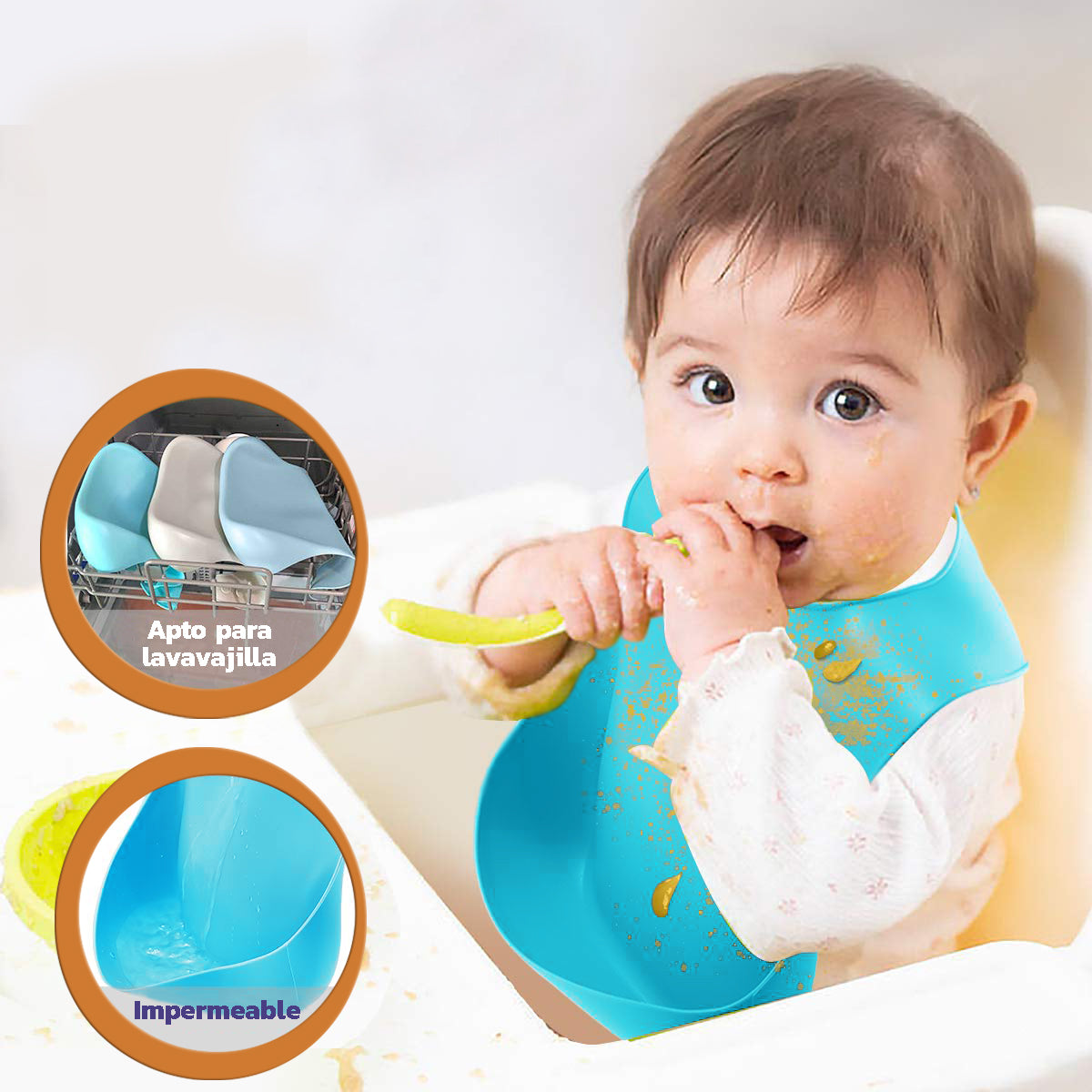 Baberos Silicona Fácil Lavado