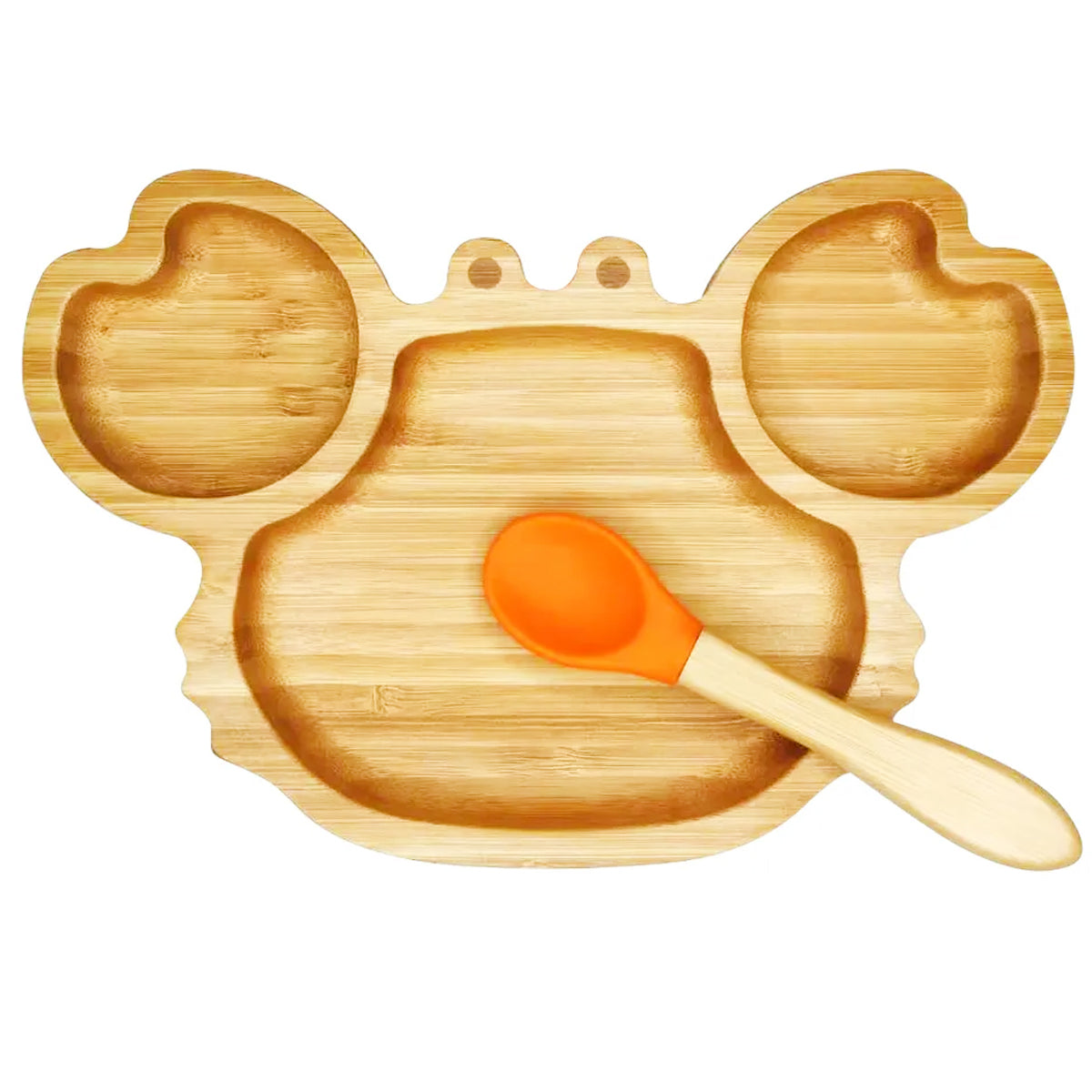 Plato Bambú antideslizante con Cuchara Silicona
