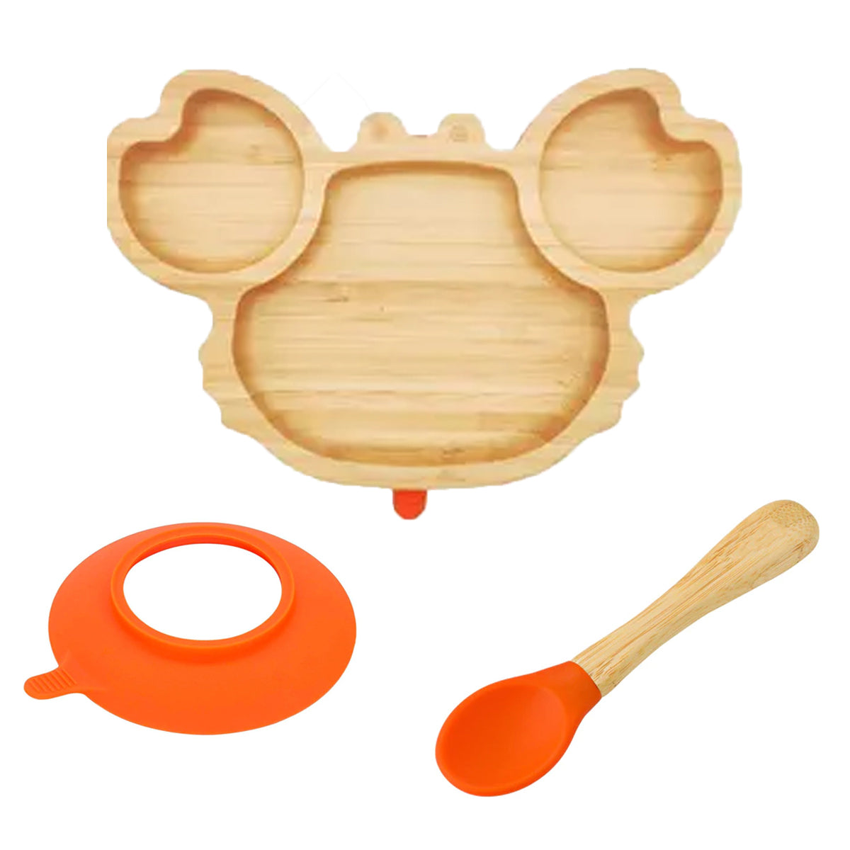 Plato Bambú antideslizante con Cuchara Silicona