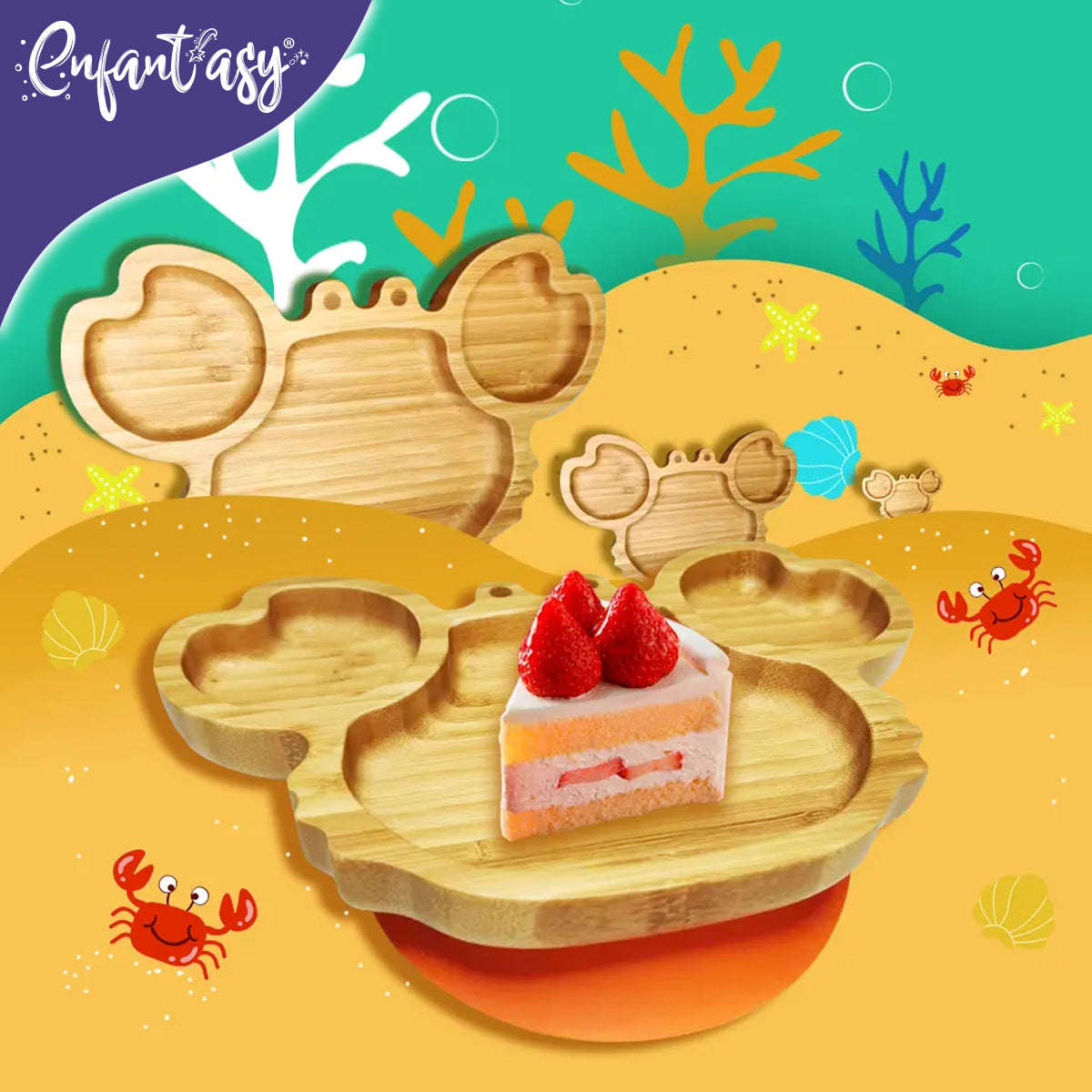 Plato Bambú antideslizante con Cuchara Silicona