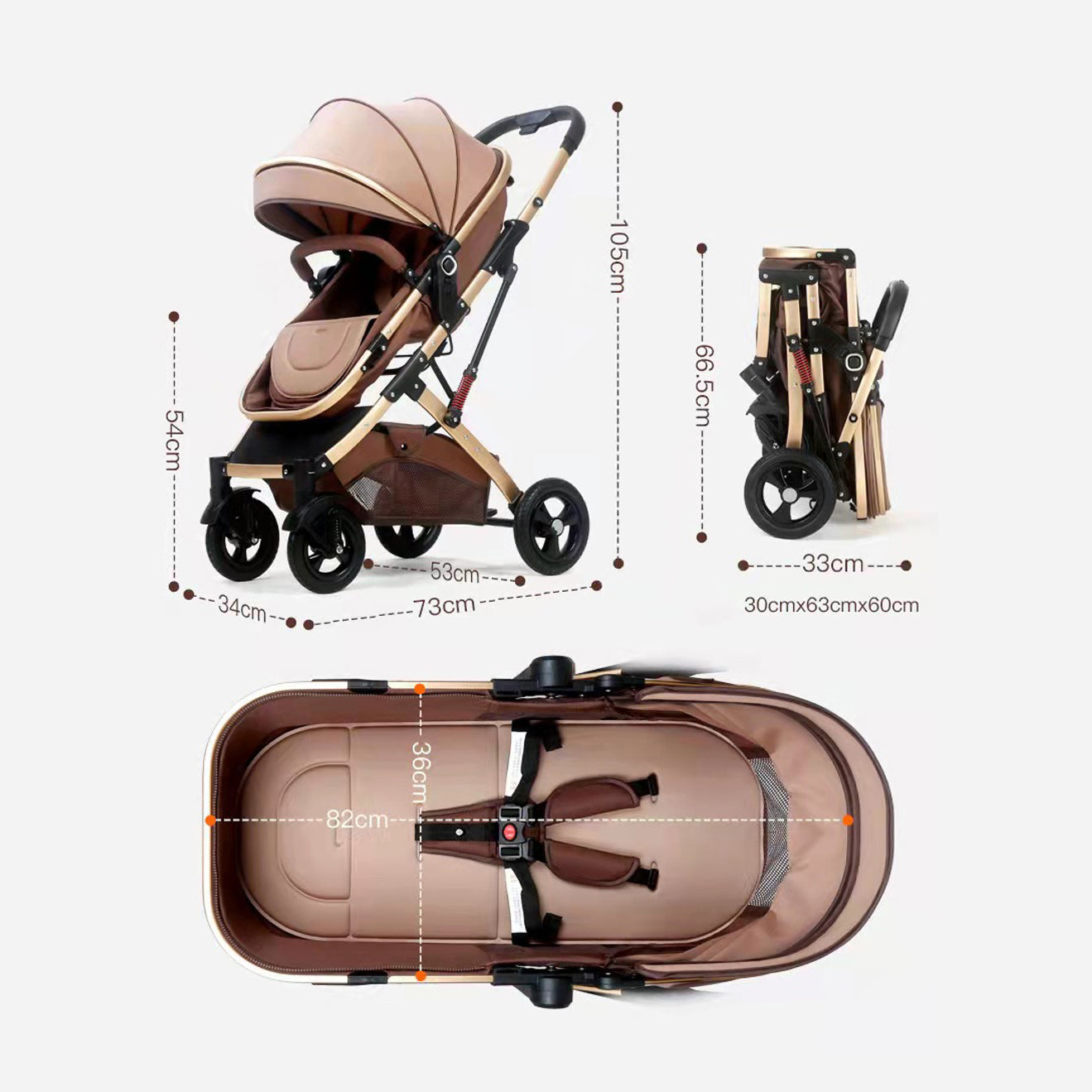 Coche Paseador Bebé Tipo Moises Ultracompacto y Elegante