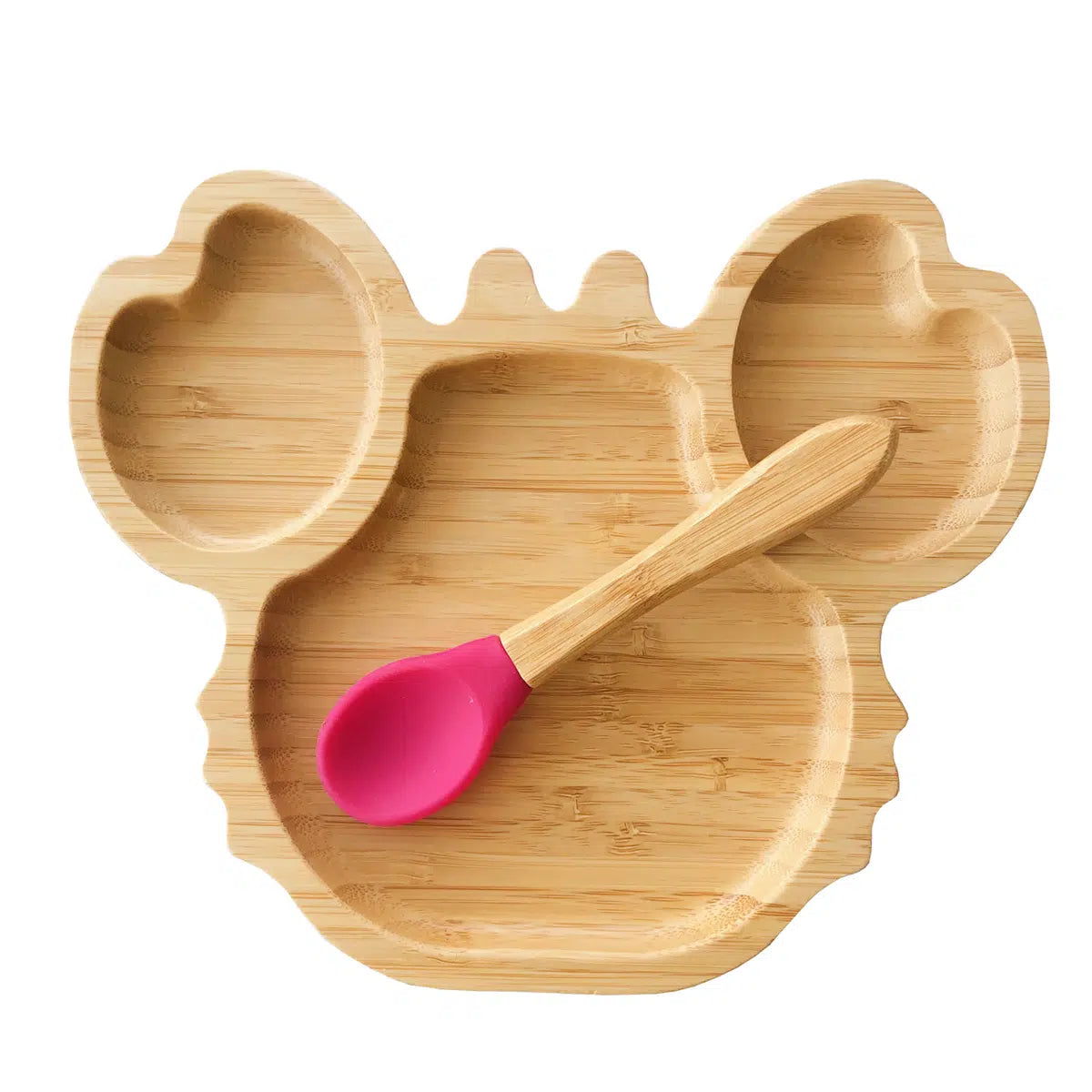 Plato Bambú antideslizante con Cuchara Silicona