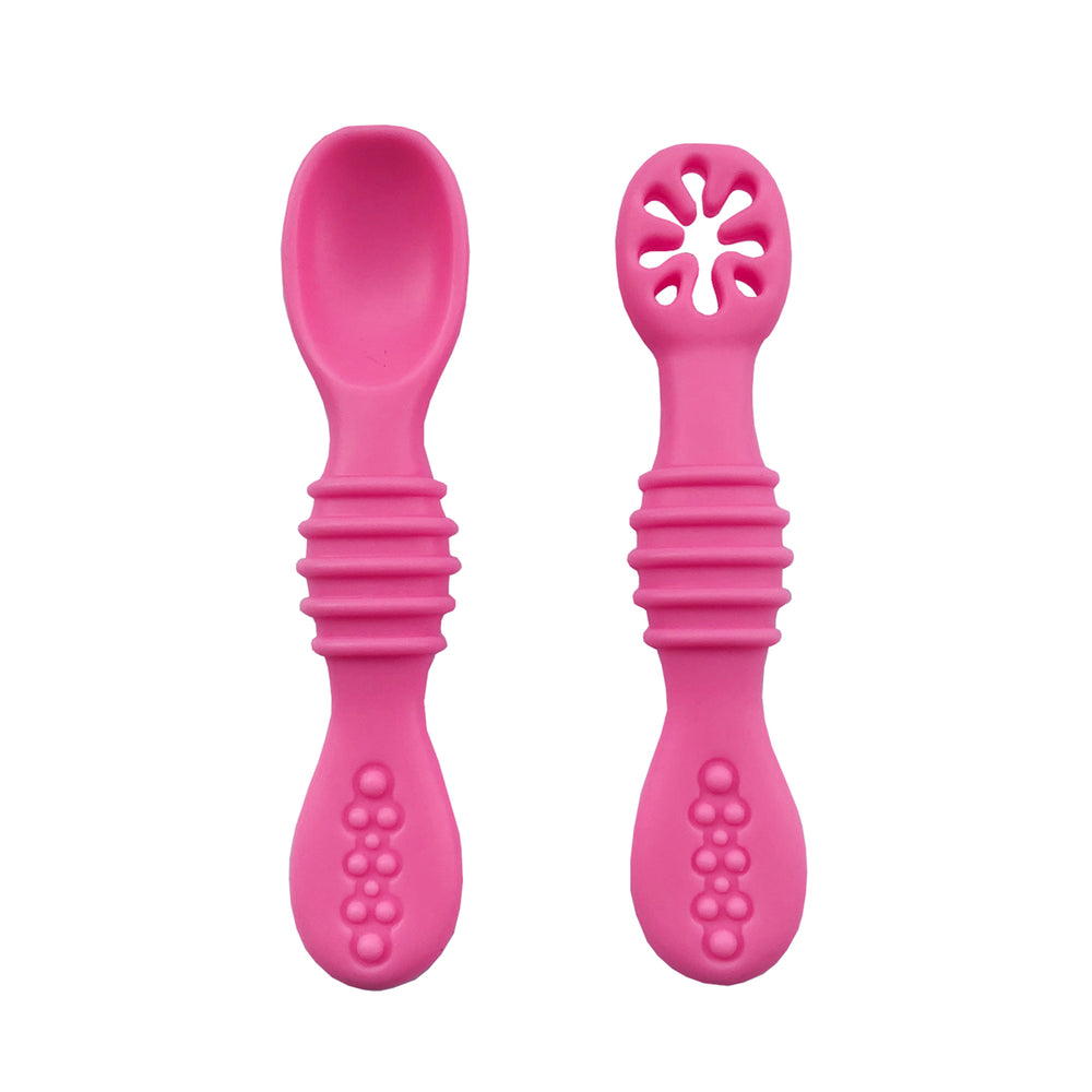Pre cuchara de silicona en color rosa para bebé
