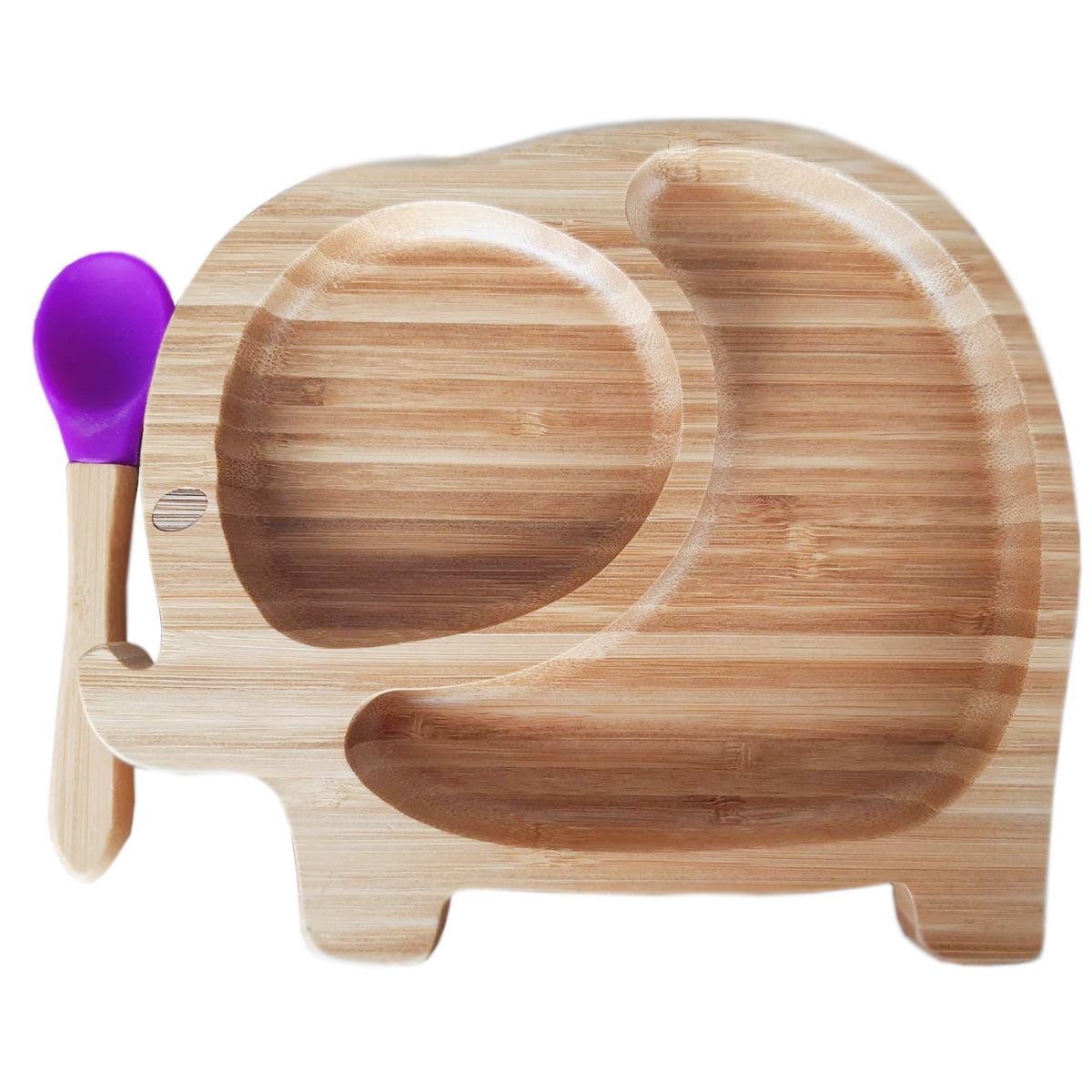 Plato Bambú antideslizante con Cuchara Silicona