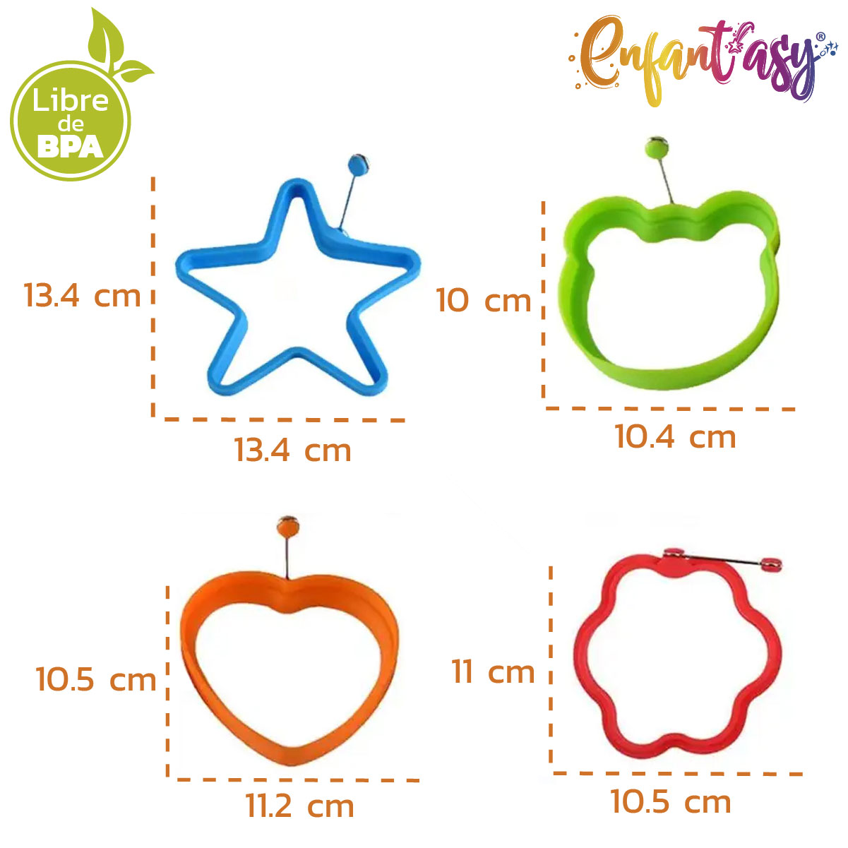 Molde Silicona Figura para Freír Huevos, Pancakes, Tortilla X4