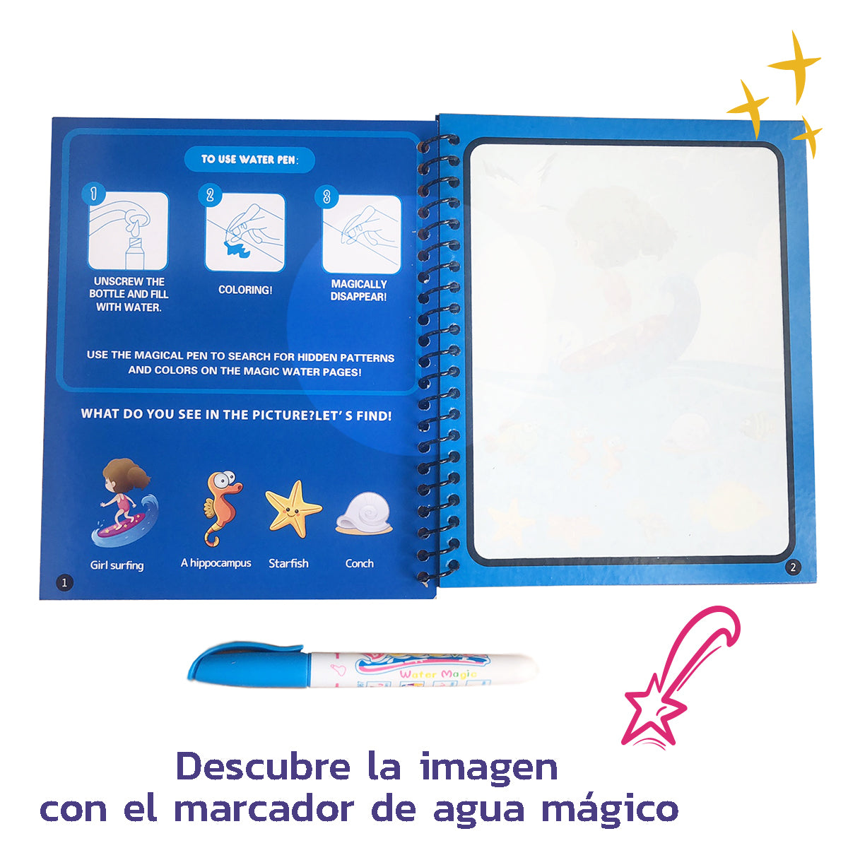 Libro para Colorear con Agua Reutilizable Didáctico