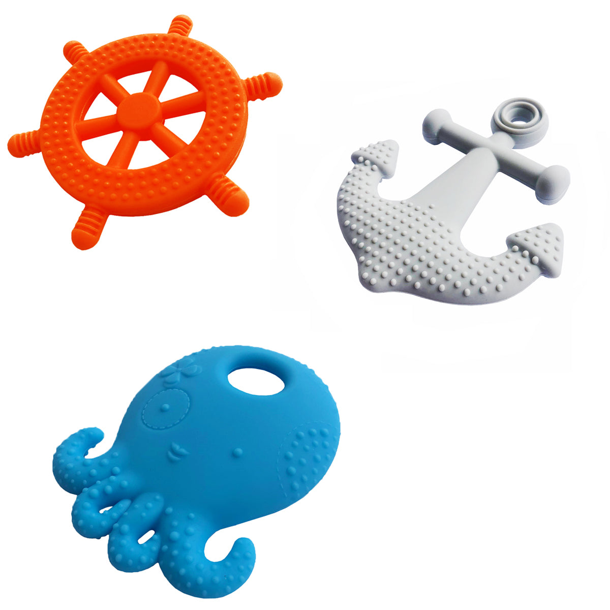 Llamadientes Mordedor Rasca Encias Bebe Silicona X 3