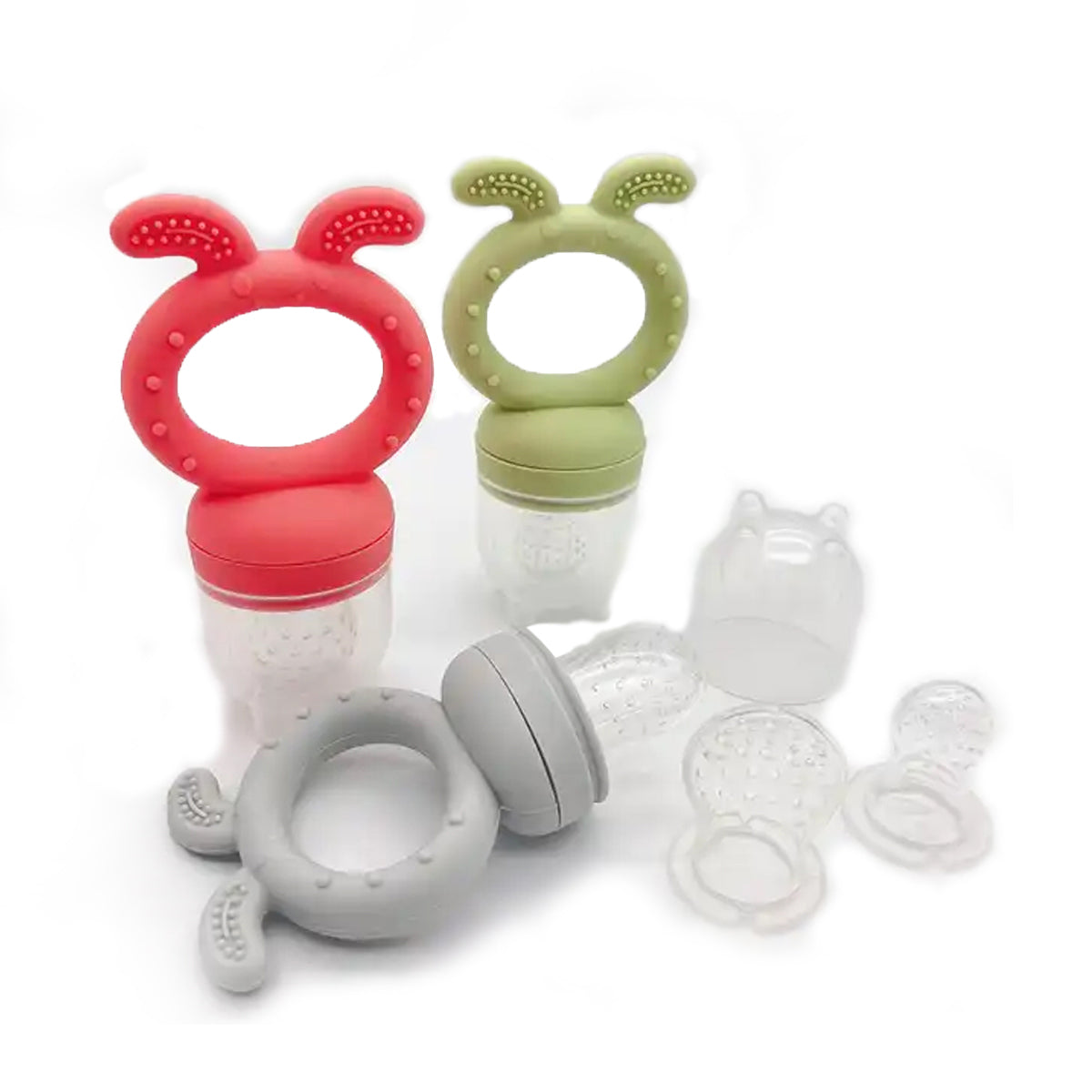 Chupo de fruta con mordedor, estuche y 3 boquillas