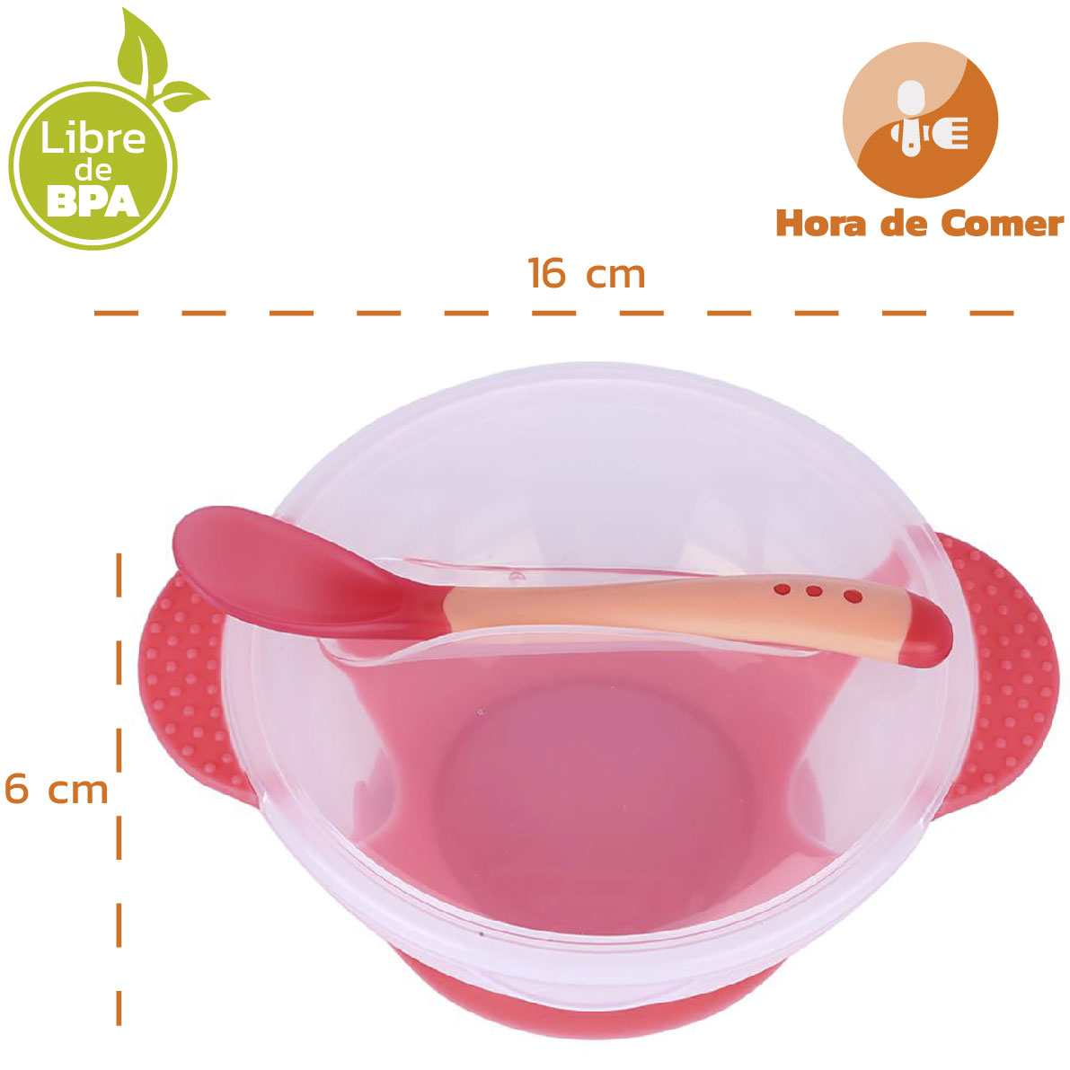 Bowl Antiderrame con Tapa y Cuchara