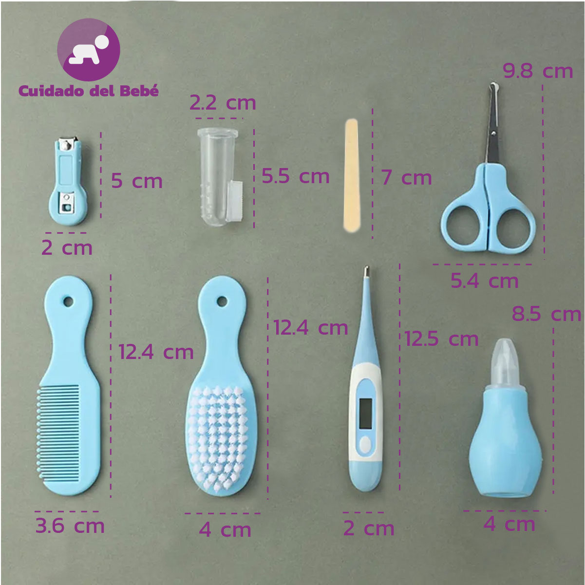 Kit Cuidado y Aseo del Bebé 8 Piezas