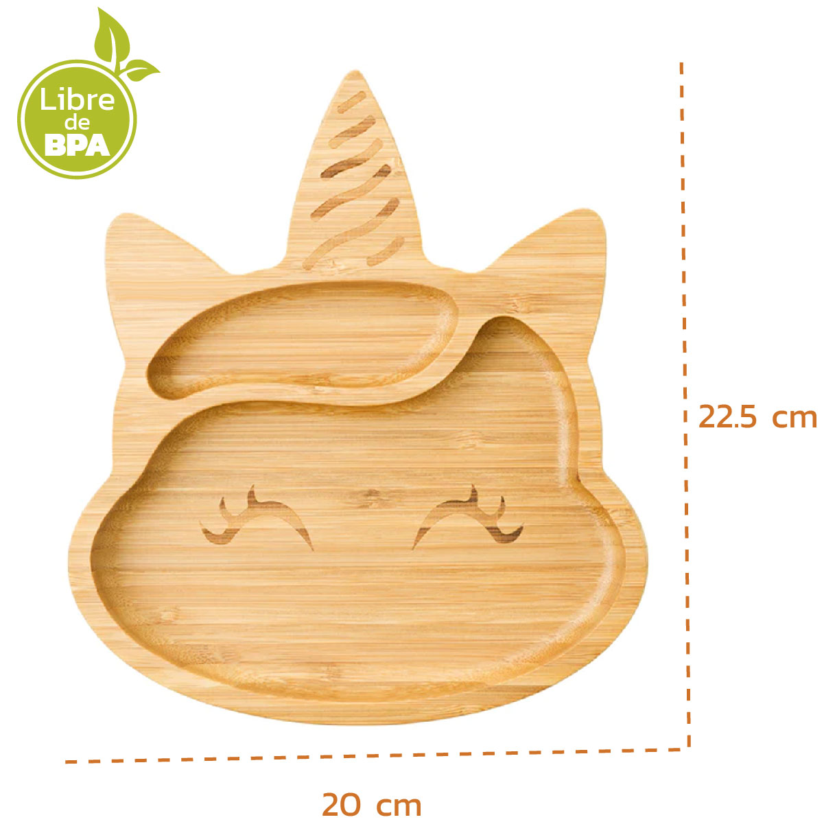 Plato Bambú antideslizante con Cuchara Silicona