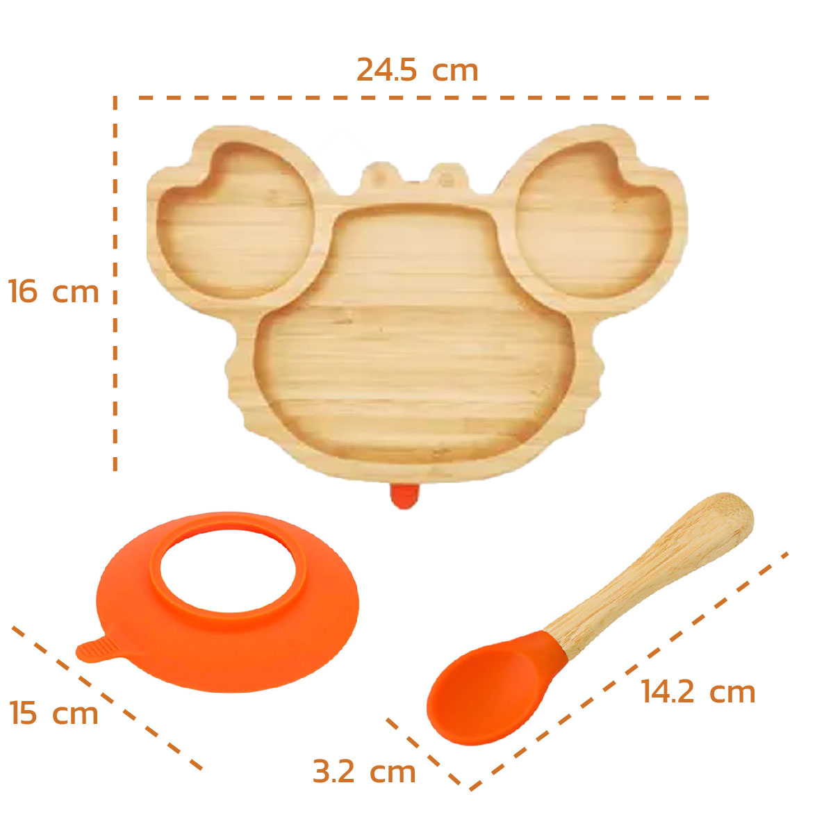Plato Bambú antideslizante con Cuchara Silicona