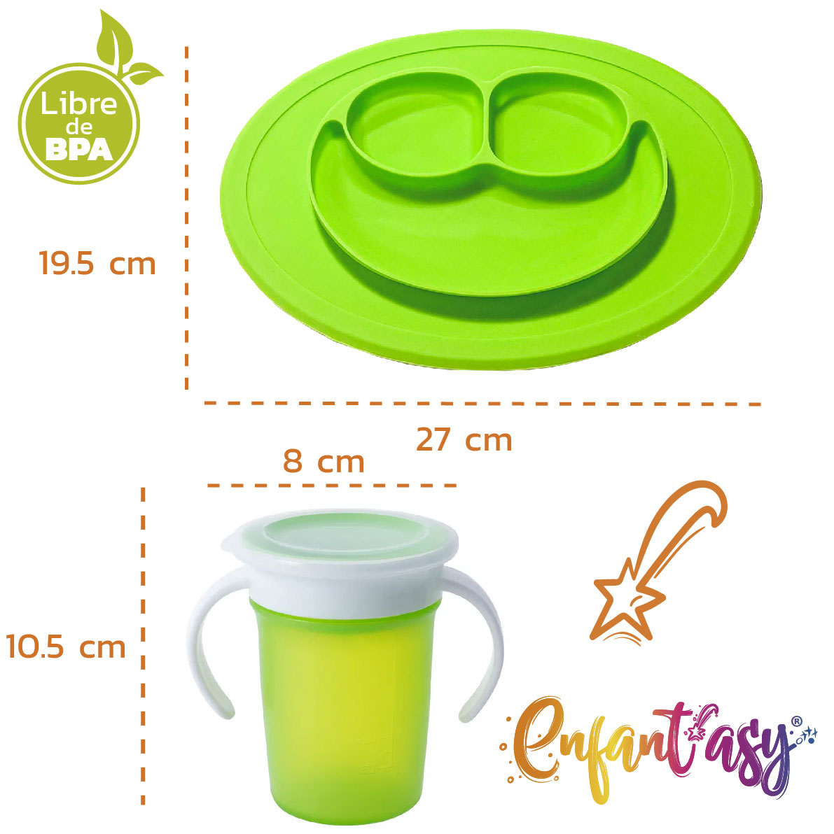 Combo Plato y vaso antiderrame