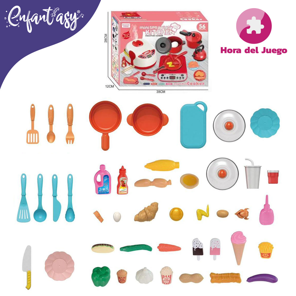 Cocina vaporera con 56 piezas