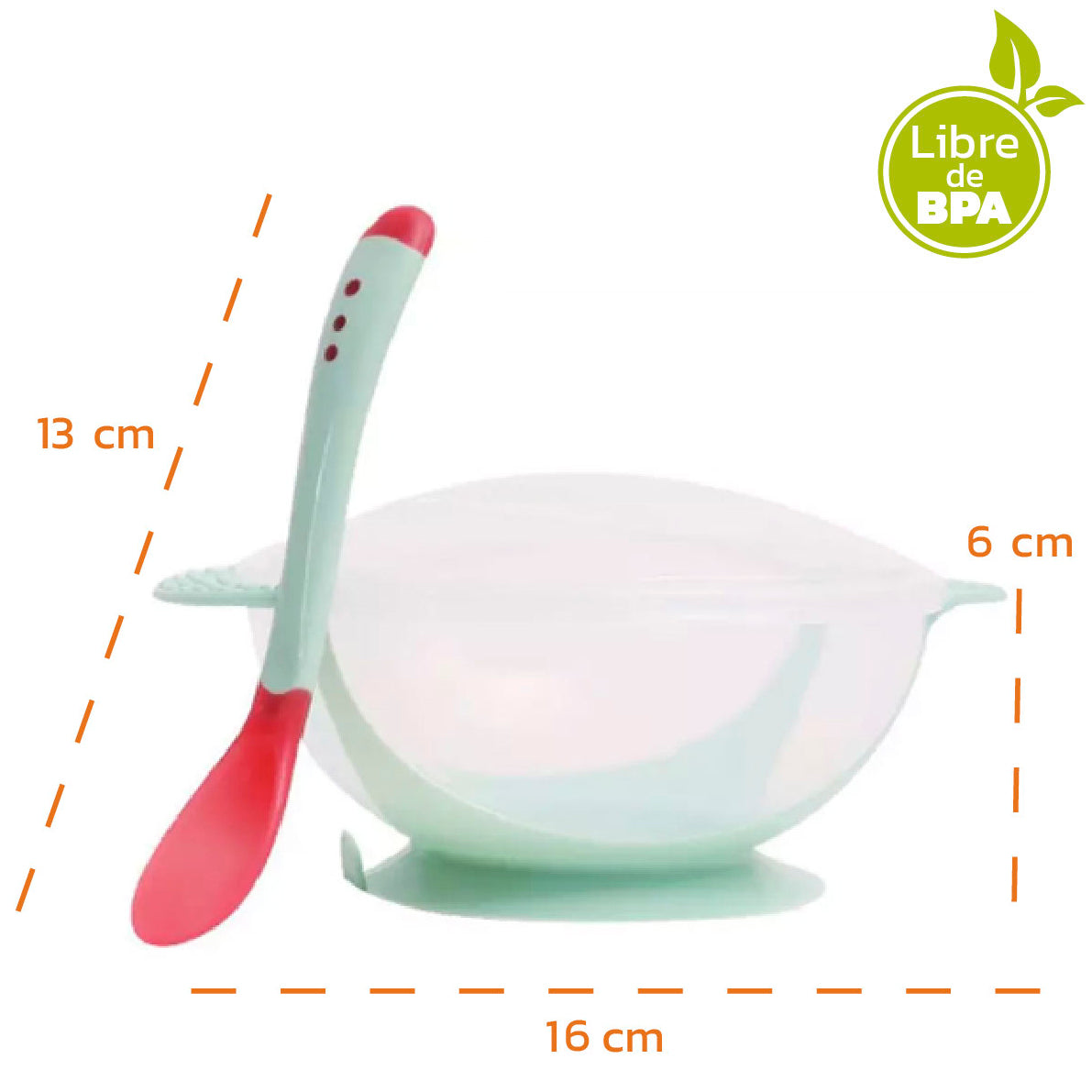 Bowl Antiderrame con Tapa y Cuchara