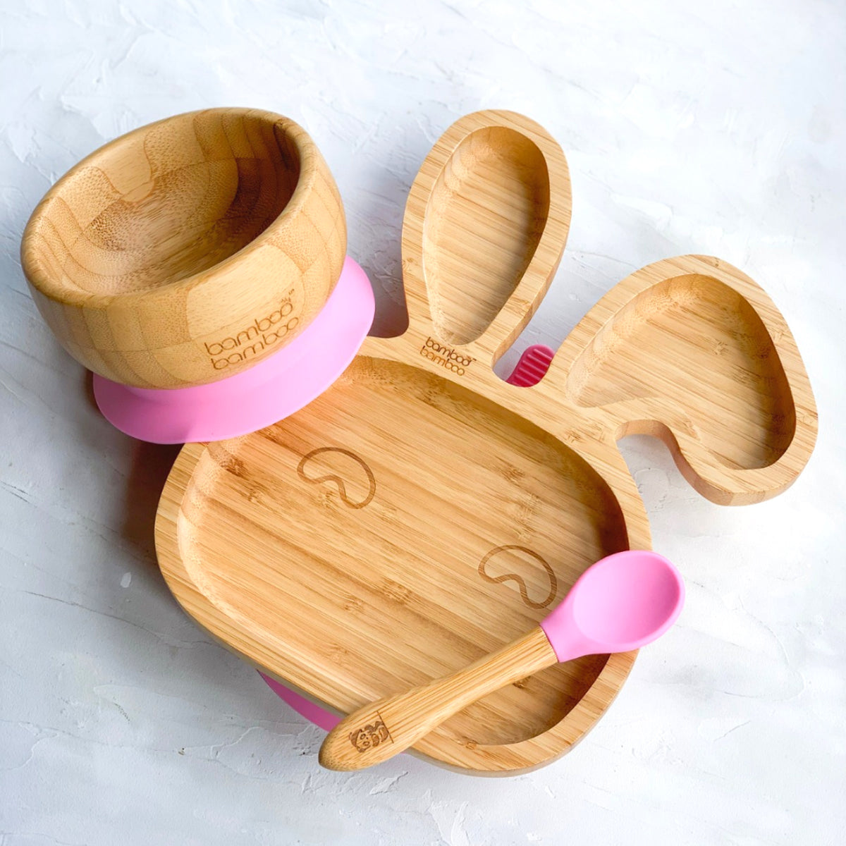 Plato Bambú antideslizante con Cuchara Silicona