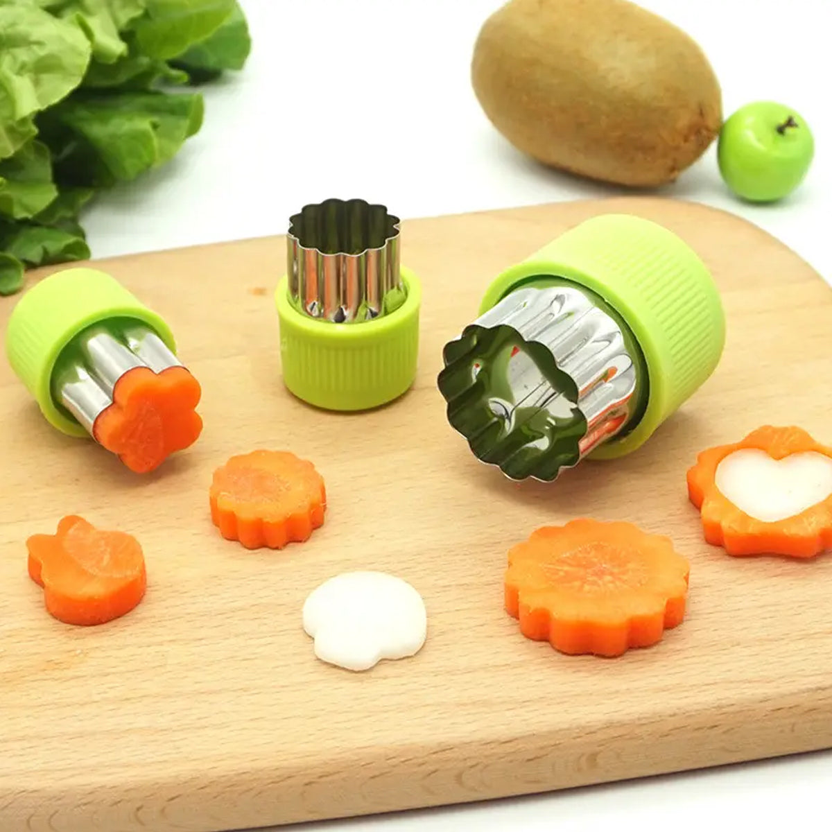 Kit Molde Cortador de Fruta Verdura 9 Figuras