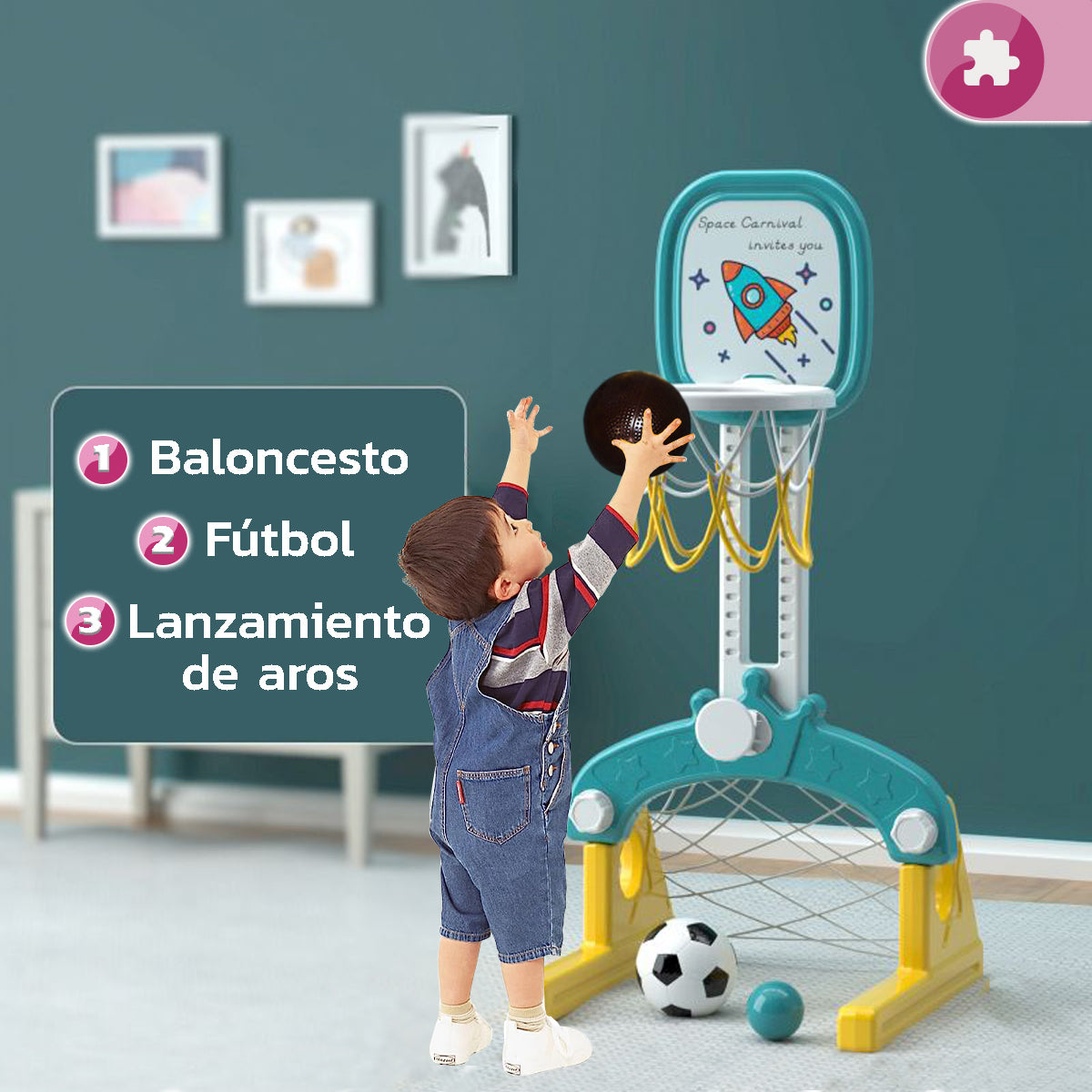 Cancha de Baloncesto y Fútbol 3 en 1